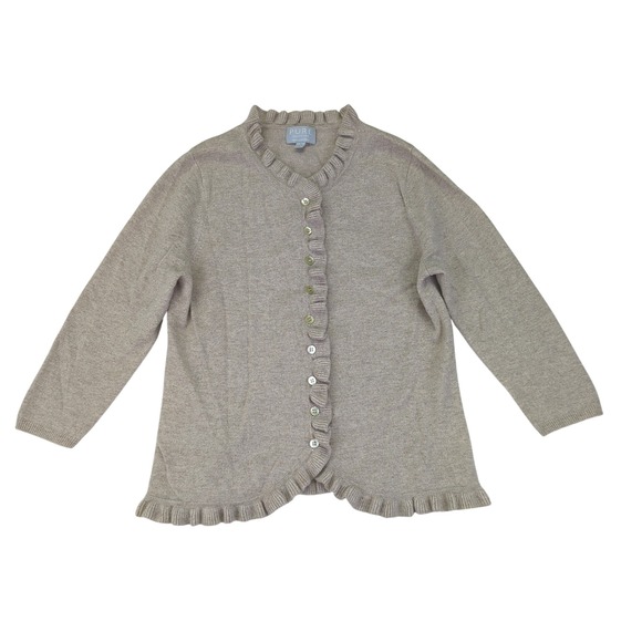 PURE COLLECTION US Women's 8/10 Cashmere Cardigan Ruffle Trim Button Front UK 14 - Picture 1 of 12